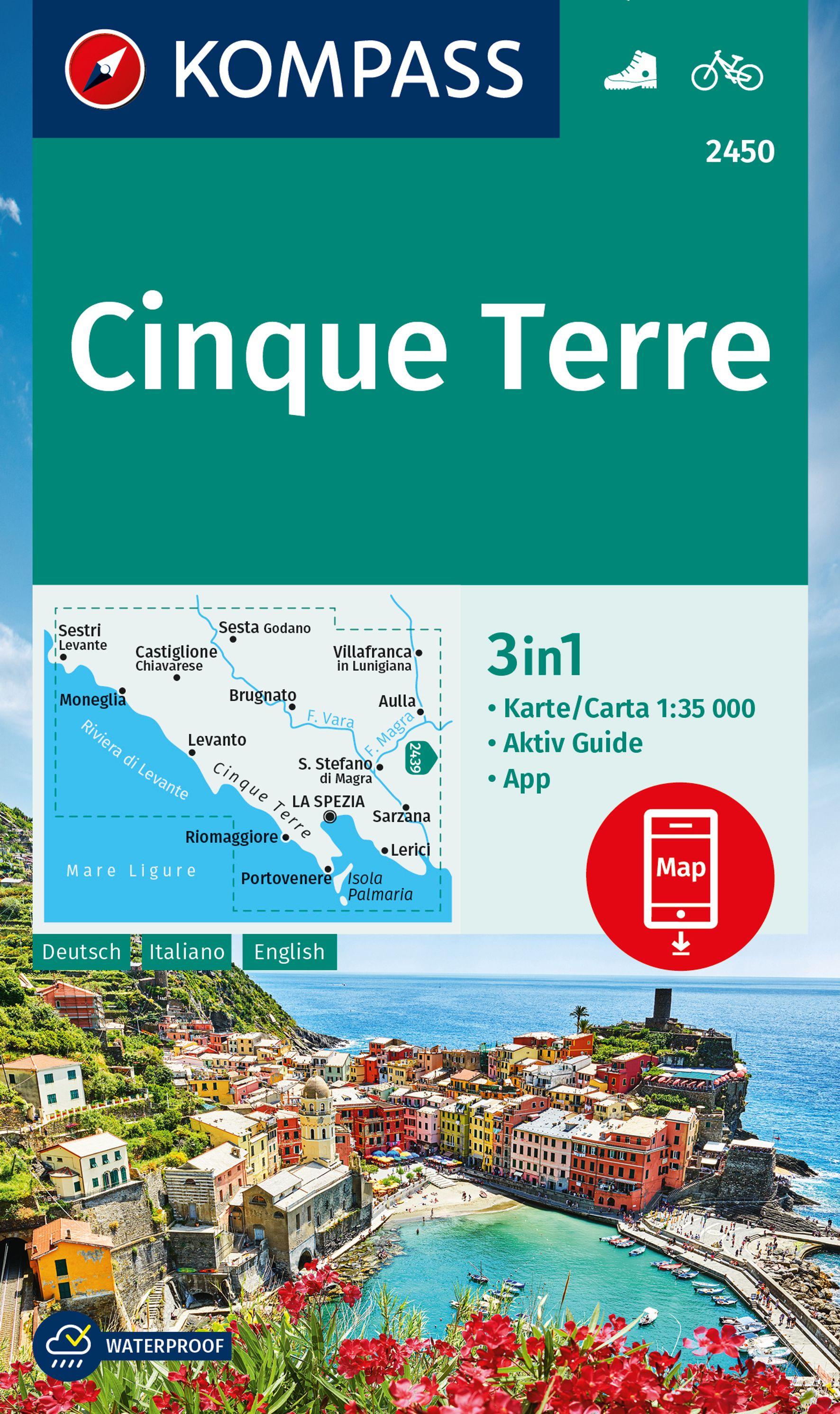 Vorderes Coverbild KOMPASS Wanderkarte 2450 Cinque Terre 1:35.000