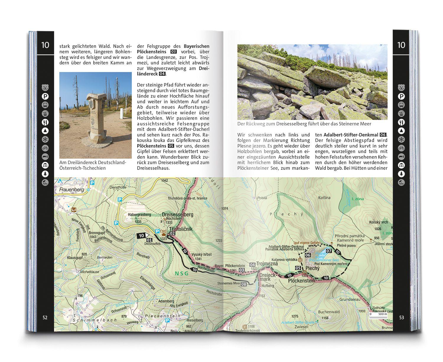 Beispielinhalt (Bild) KOMPASS Wanderführer Bayerischer Wald, Cham, Bodenmais, Zwiesel, Freyung, Passau, 60 Touren mit Extra-Tourenkarte