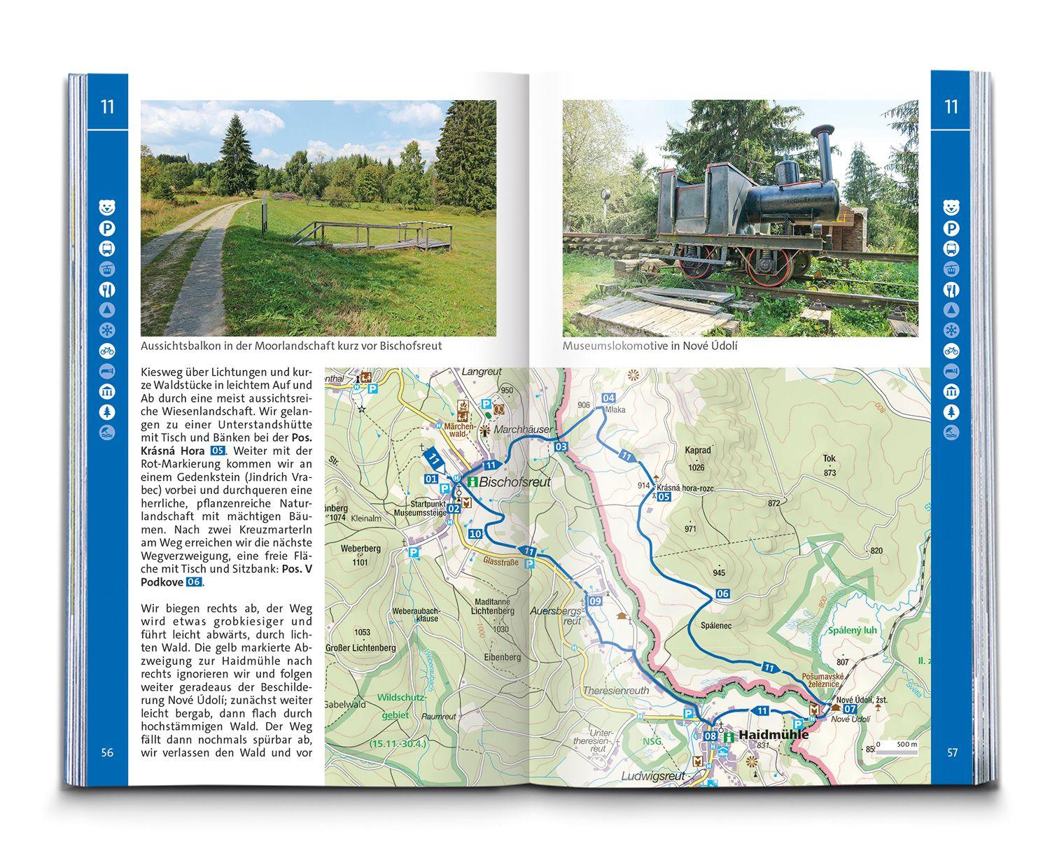 Beispielinhalt (Bild) KOMPASS Wanderführer Bayerischer Wald, Cham, Bodenmais, Zwiesel, Freyung, Passau, 60 Touren mit Extra-Tourenkarte