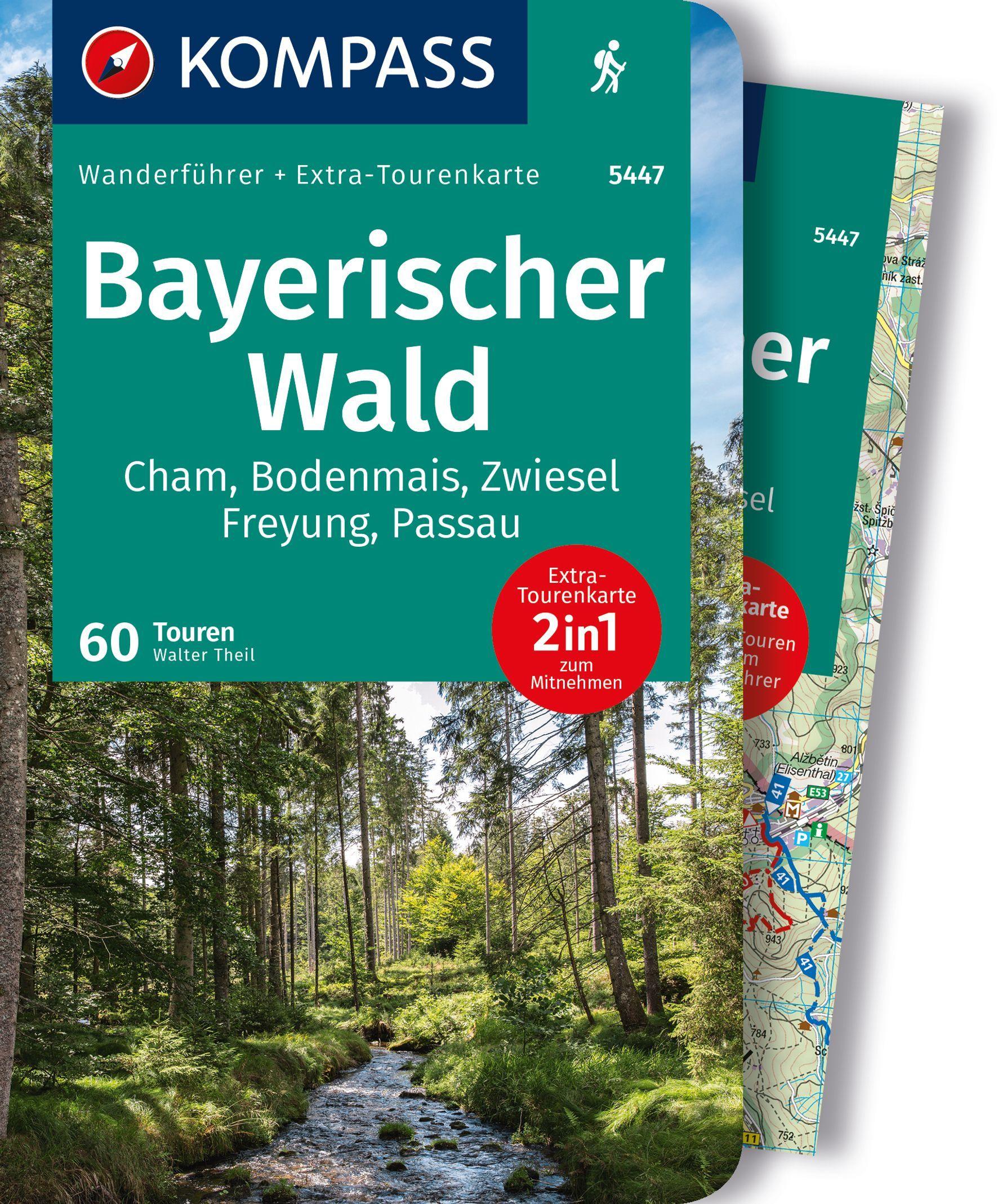 Vorderes Coverbild KOMPASS Wanderführer Bayerischer Wald, Cham, Bodenmais, Zwiesel, Freyung, Passau, 60 Touren mit Extra-Tourenkarte