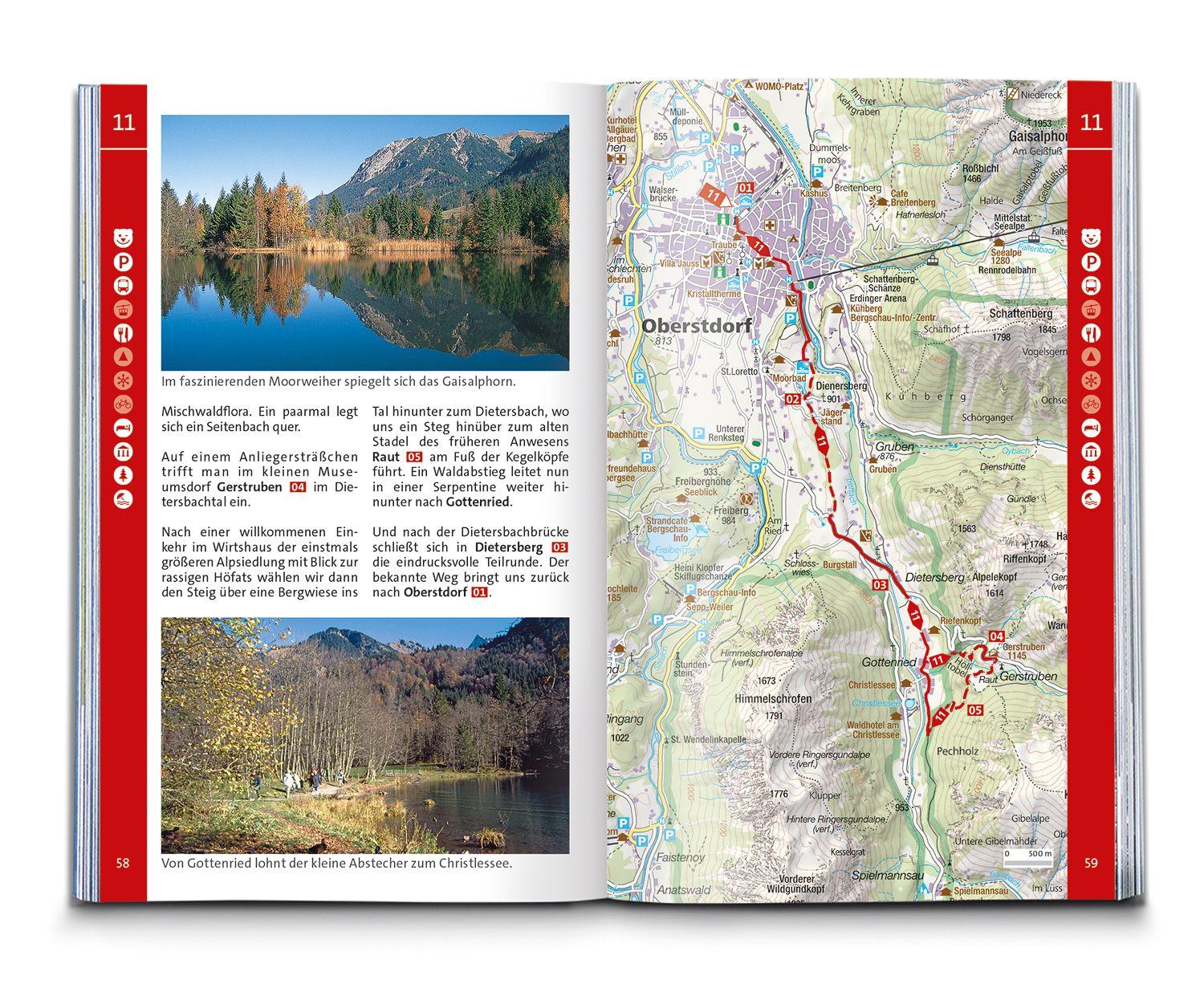 Beispielinhalt (Bild) KOMPASS Wanderführer Allgäu, Allgäuer Alpen, 60 Touren mit Extra-Tourenkarte