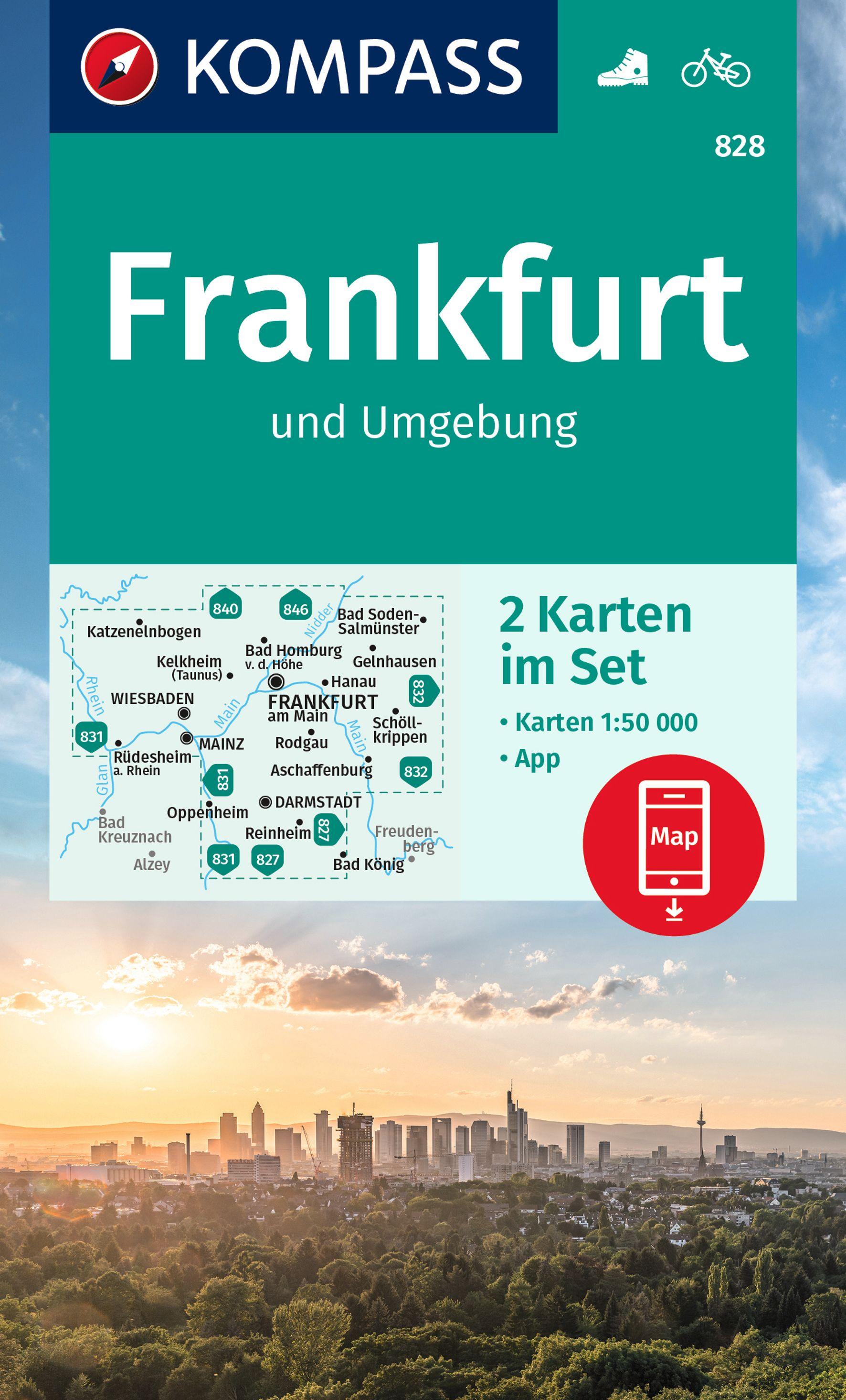 Vorderes Coverbild KOMPASS Wanderkarten-Set 828 Frankfurt u.Umgebung (2 Karten) 1:50.000