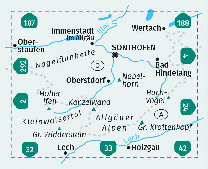 Beispielinhalt (Bild) KOMPASS Wanderkarte 3 Allgäuer Alpen, Kleinwalsertal 1:50.000