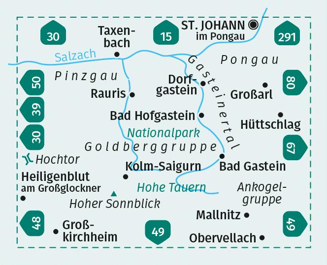 Beispielinhalt (Bild) KOMPASS Wanderkarte 40 Gasteinertal, Goldberggruppe, Nationalpark Hohe Tauern 1:50.000