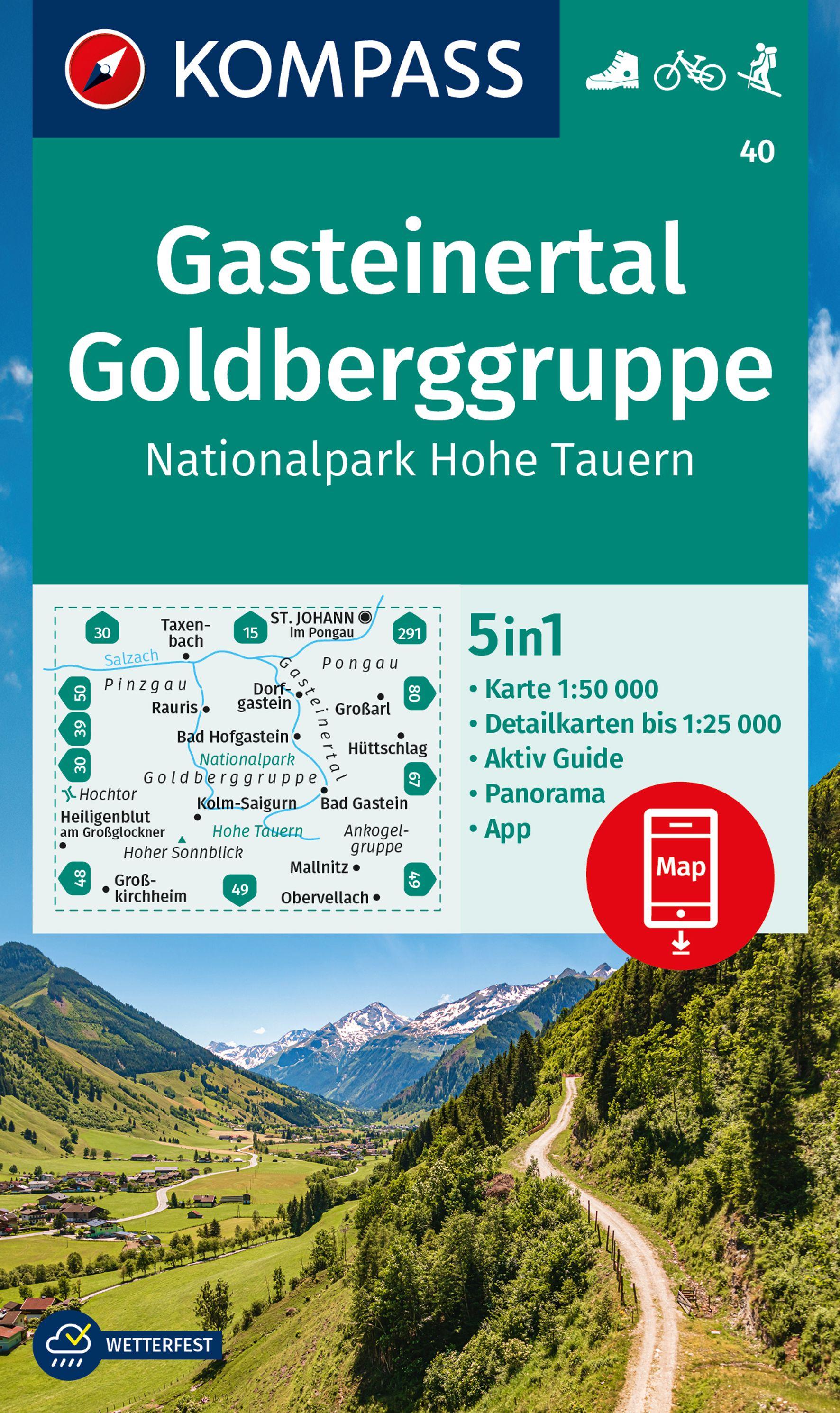 Vorderes Coverbild KOMPASS Wanderkarte 40 Gasteinertal, Goldberggruppe, Nationalpark Hohe Tauern 1:50.000