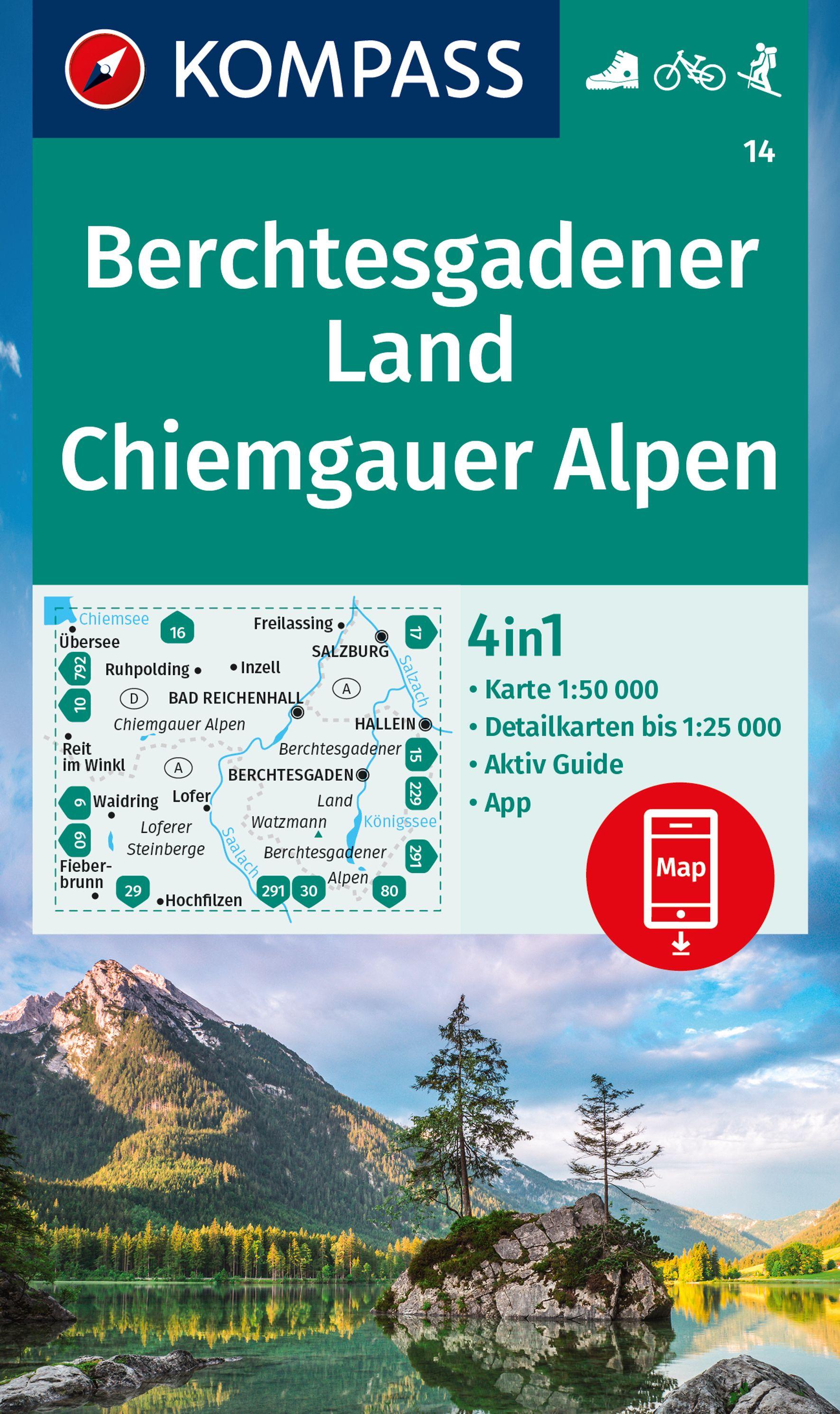Vorderes Coverbild KOMPASS Wanderkarte 14 Berchtesgadener Land, Chiemgauer Alpen 1:50.000