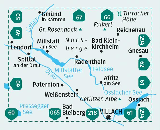 Beispielinhalt (Bild) KOMPASS Wanderkarte 63 Millstätter See, Nockgebiet 1:50.000