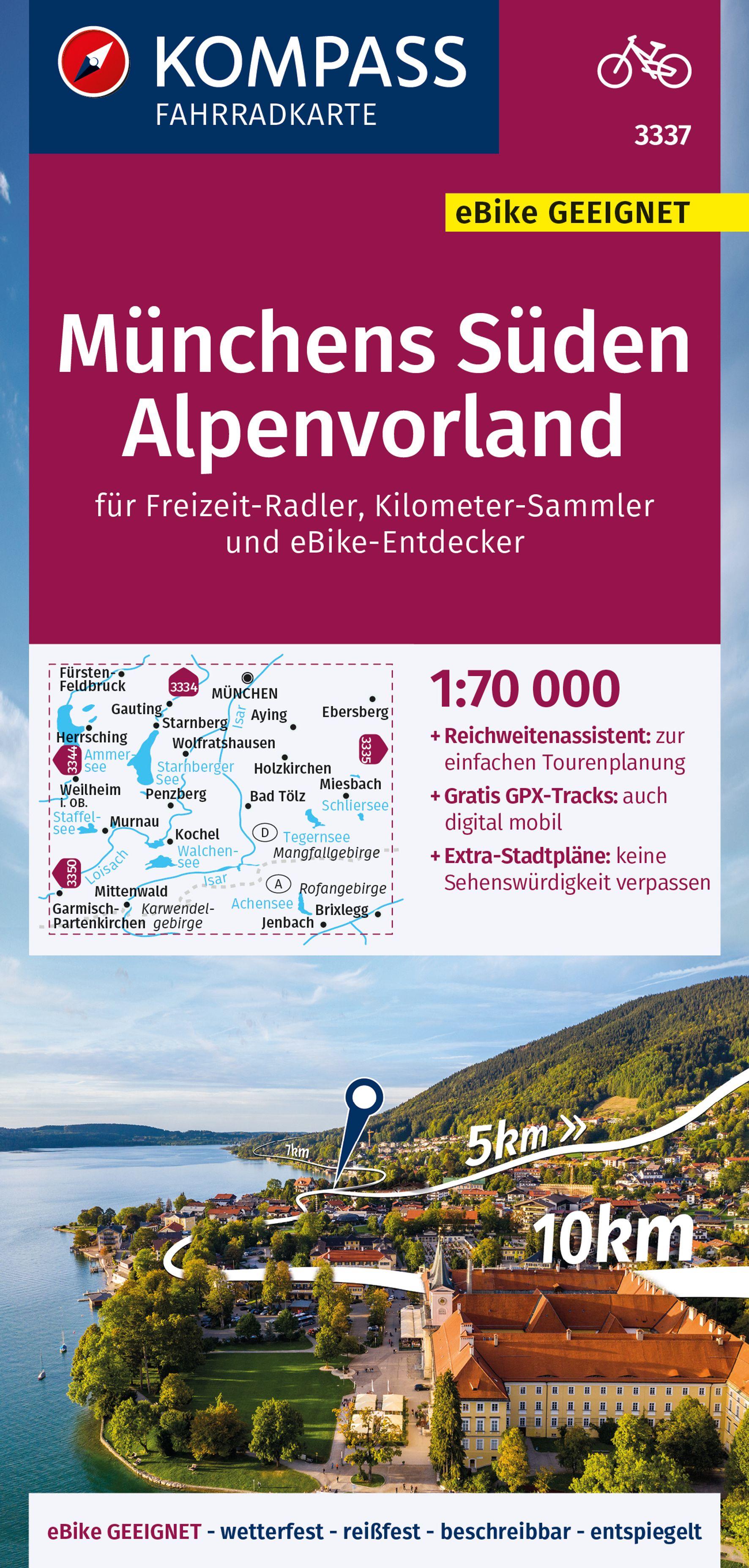 Vorderes Coverbild KOMPASS Fahrradkarte 3337 Münchens Süden, Alpenvorland 1:70.000