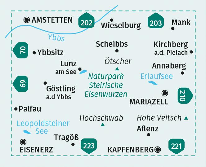 Beispielinhalt (Bild) KOMPASS Wanderkarte 212 Hochschwab, Mariazell, Eisenwurzen 1:50.000