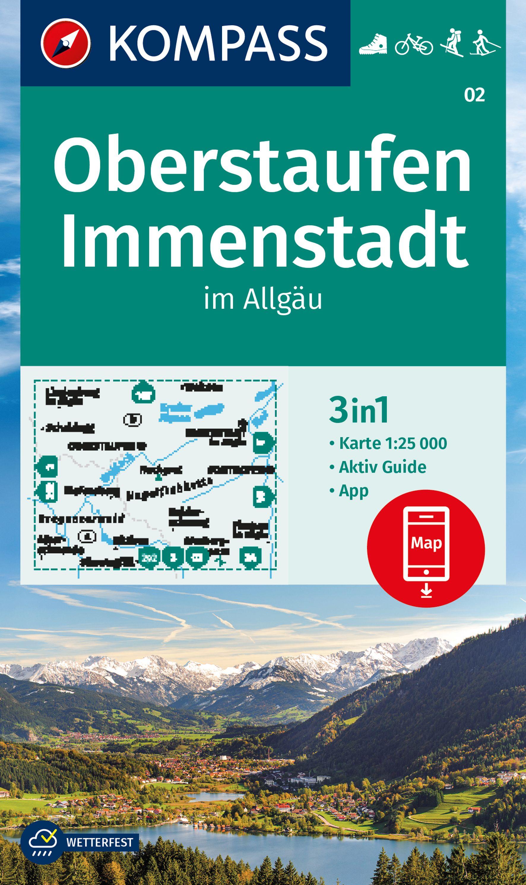 Vorderes Coverbild KOMPASS Wanderkarte 02 Oberstaufen, Immenstadt im Allgäu 1:25.000