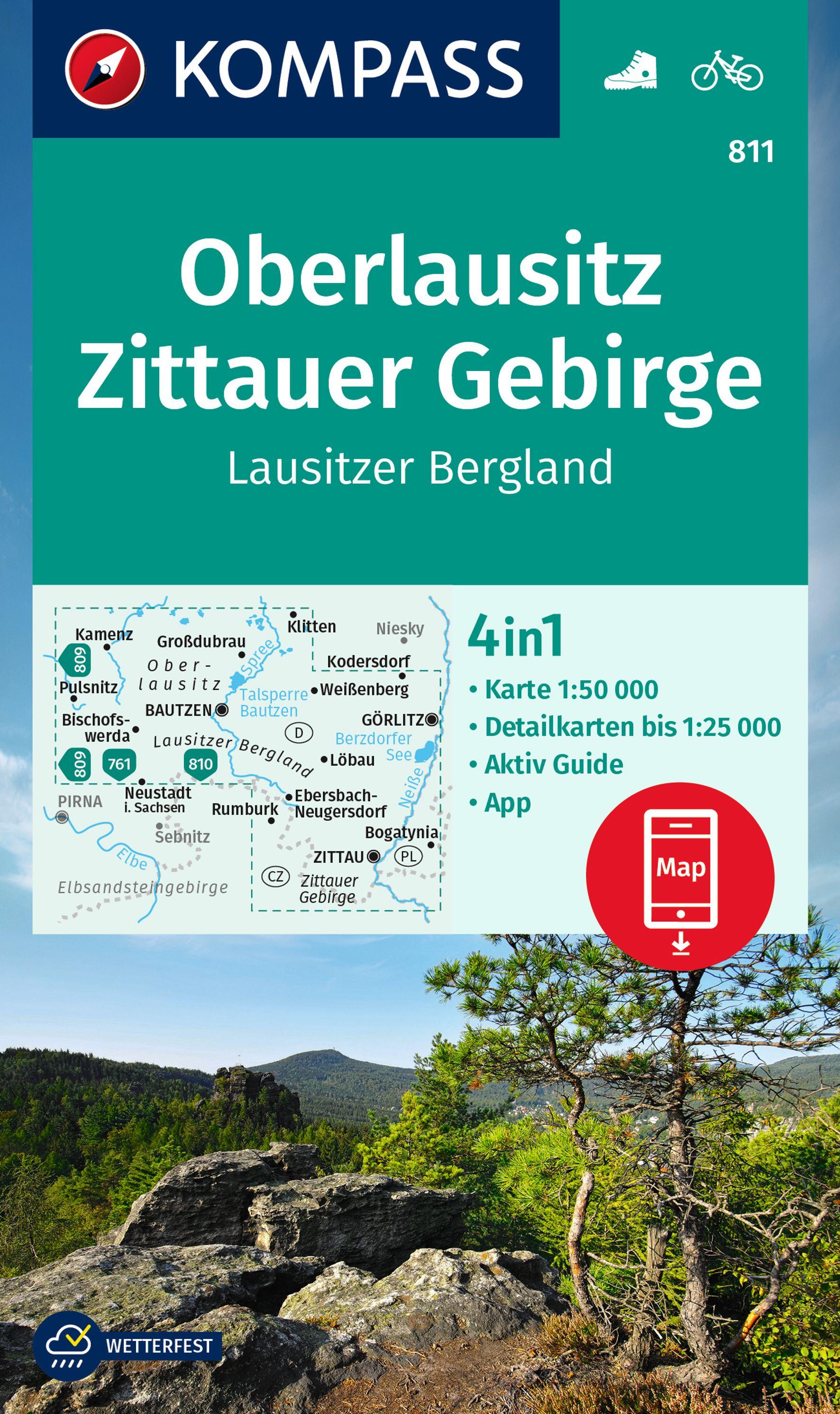 Vorderes Coverbild KOMPASS Wanderkarte 811 Oberlausitz, Zittauer Gebirge, Lausitzer Bergland 1:50.000