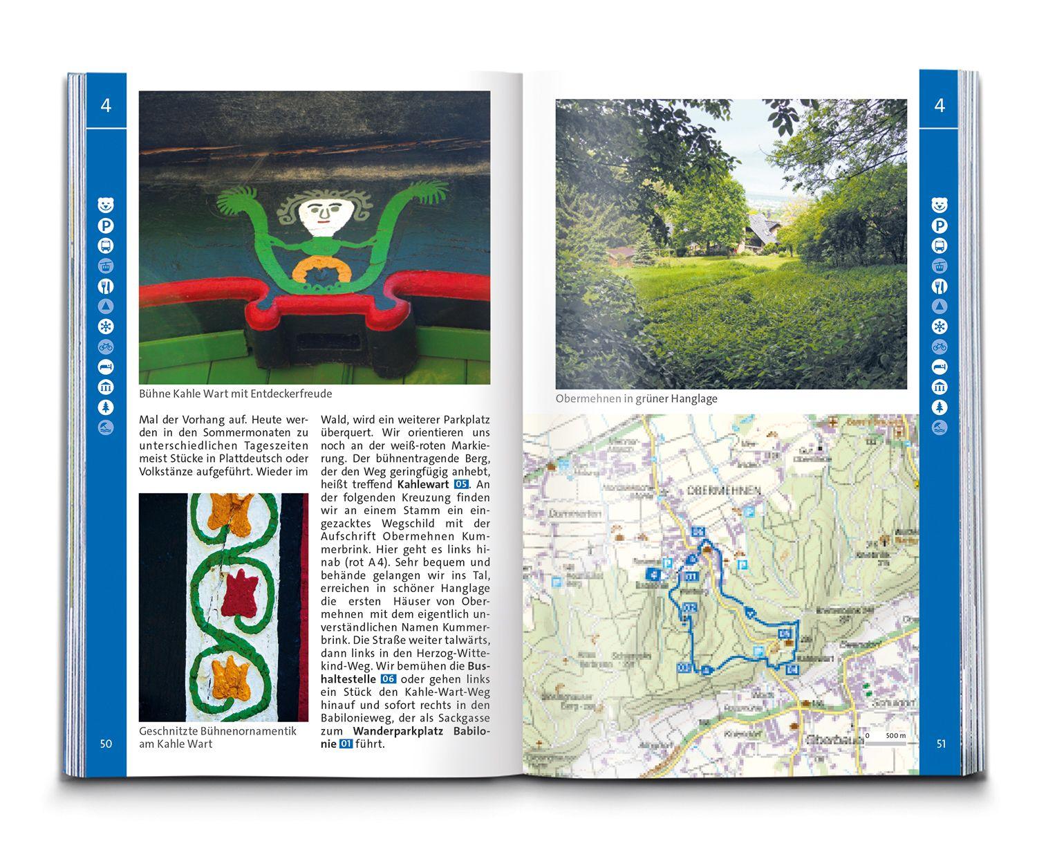Beispielinhalt (Bild) KOMPASS Wanderführer Naturpark Teutoburger Wald mit Wiehen- und Eggegebirge, 55 Touren mit Extra-Tourenkarte