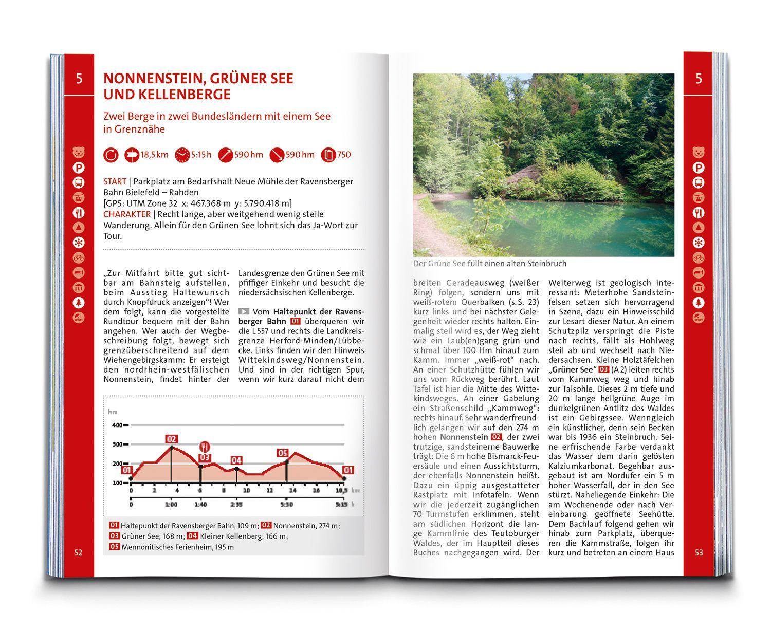 Beispielinhalt (Bild) KOMPASS Wanderführer Naturpark Teutoburger Wald mit Wiehen- und Eggegebirge, 55 Touren mit Extra-Tourenkarte