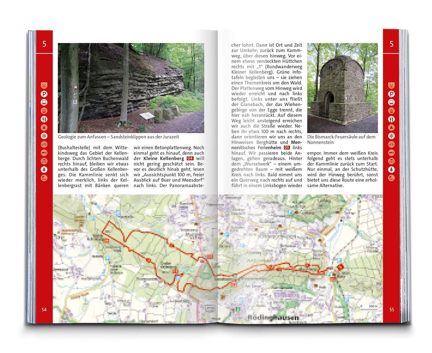 Beispielinhalt (Bild) KOMPASS Wanderführer Naturpark Teutoburger Wald mit Wiehen- und Eggegebirge, 55 Touren mit Extra-Tourenkarte