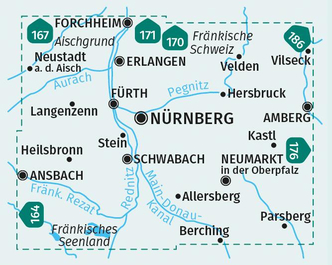 Beispielinhalt (Bild) KOMPASS Wanderkarten-Set 163 Nürnberg und Umgebung (2 Karten) 1:50.000