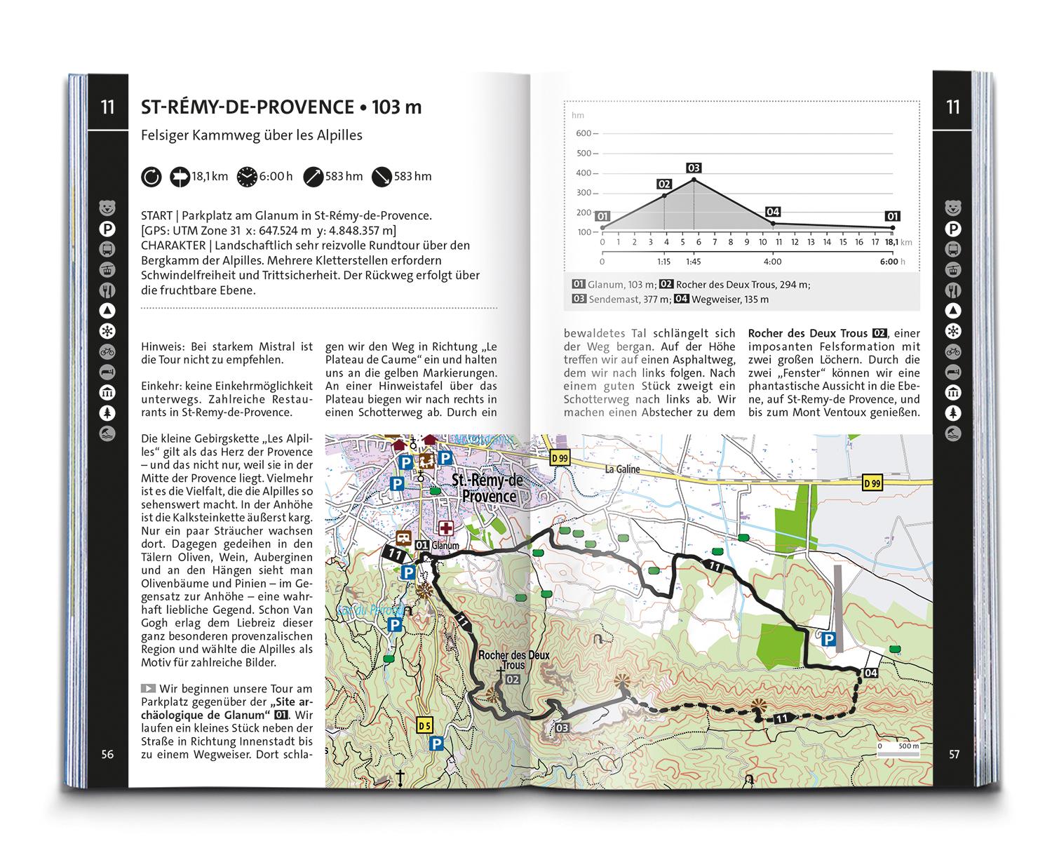 Beispielinhalt (Bild) KOMPASS Wanderführer Provence, 55 Touren mit Extra-Tourenkarte