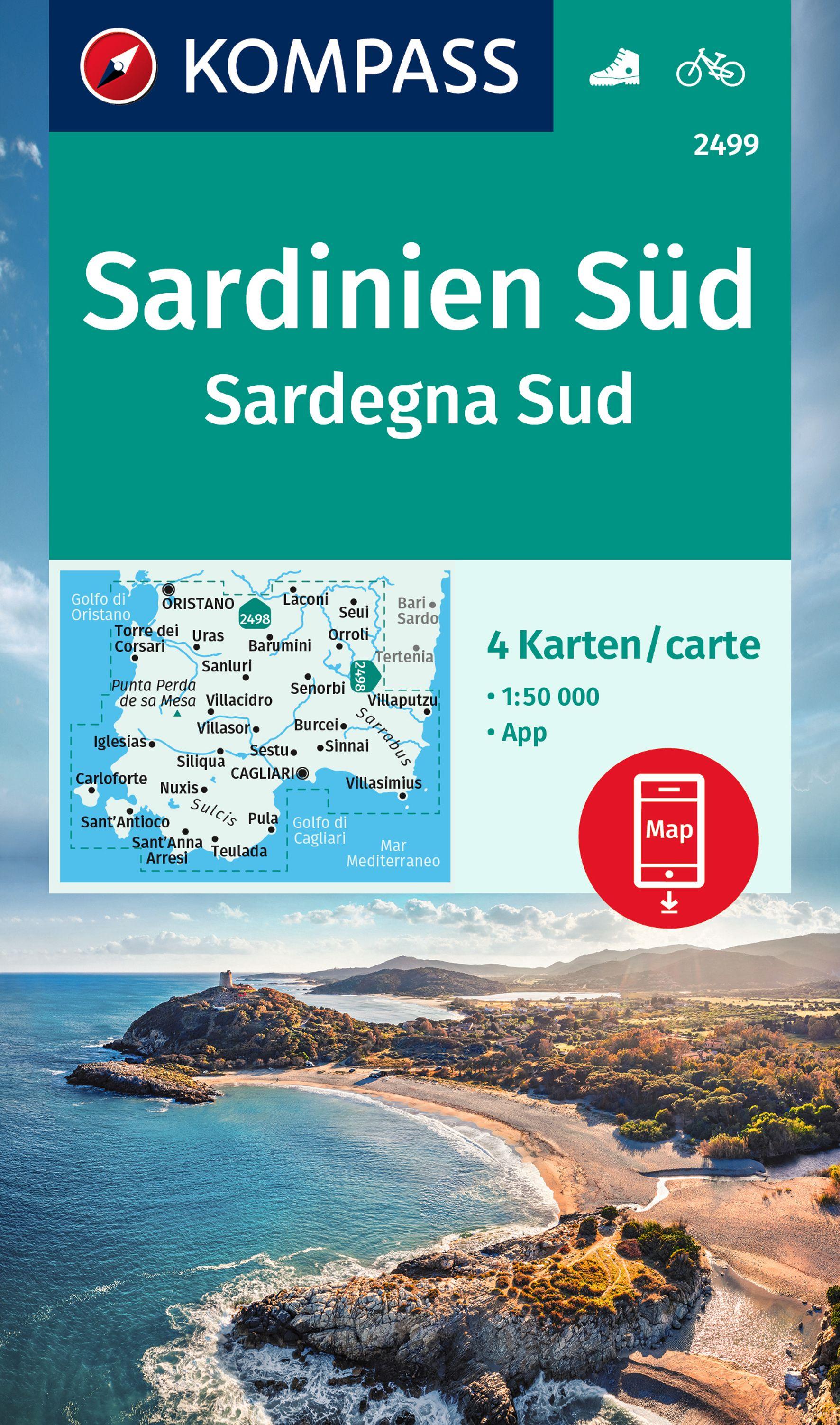 Vorderes Coverbild KOMPASS Wanderkarten-Set 2499 Sardinien Süd / Sardegna Sud (4 Karten) 1:50.000