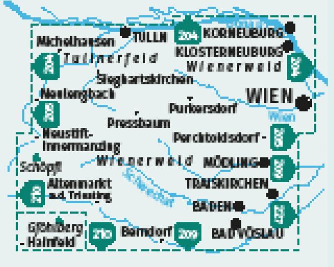 Beispielinhalt (Bild) KOMPASS Wanderkarten-Set 208 Wienerwald (2 Karten) 1:25.000