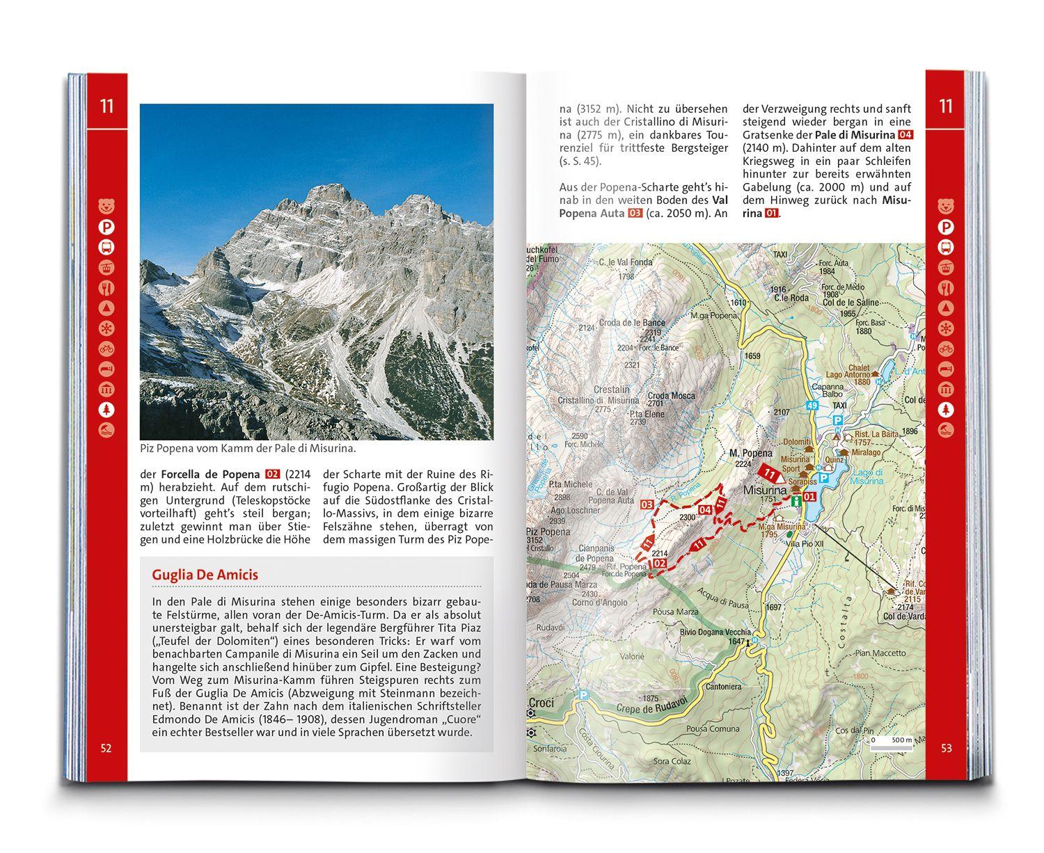 Beispielinhalt (Bild) KOMPASS Wanderführer Sextner Dolomiten, Naturpark Drei Zinnen - Herausragende Dolomiten, 50 Touren mit Extra-Tourenkarte