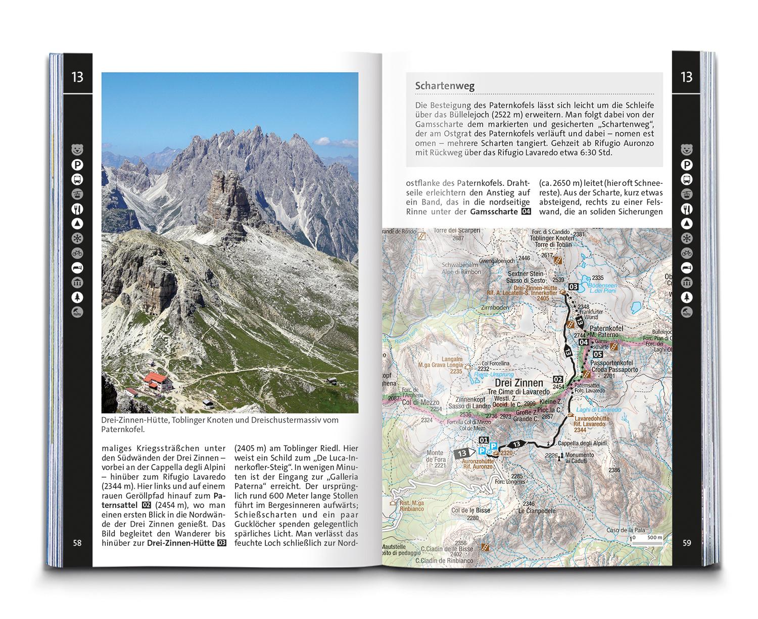 Beispielinhalt (Bild) KOMPASS Wanderführer Sextner Dolomiten, Naturpark Drei Zinnen - Herausragende Dolomiten, 50 Touren mit Extra-Tourenkarte