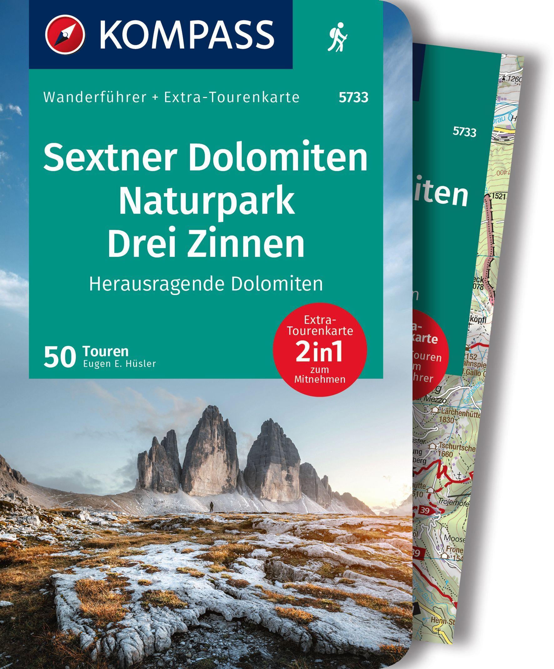 Vorderes Coverbild KOMPASS Wanderführer Sextner Dolomiten, Naturpark Drei Zinnen - Herausragende Dolomiten, 50 Touren mit Extra-Tourenkarte