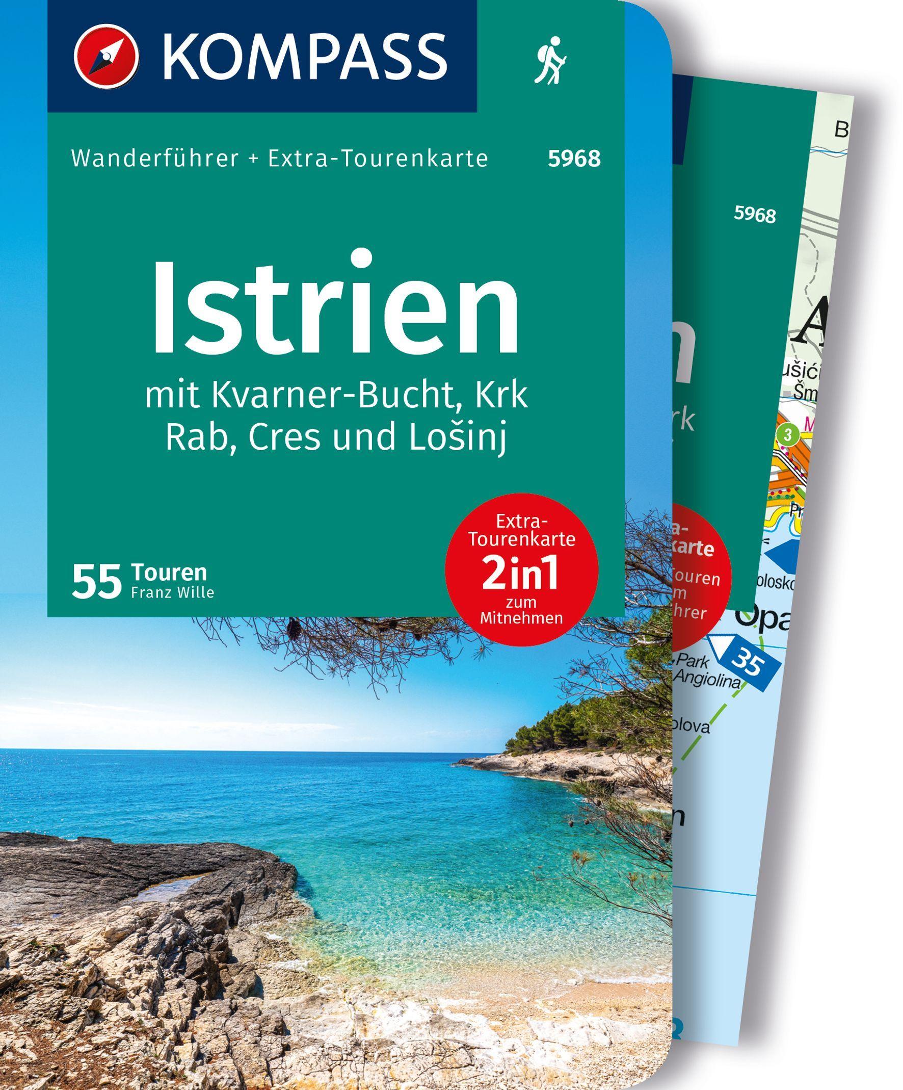 Vorderes Coverbild KOMPASS Wanderführer Istrien mit Kvarner-Bucht, Krk, Rab, Cres und Losinj, 55 Touren mit Extra-Tourenkarte
