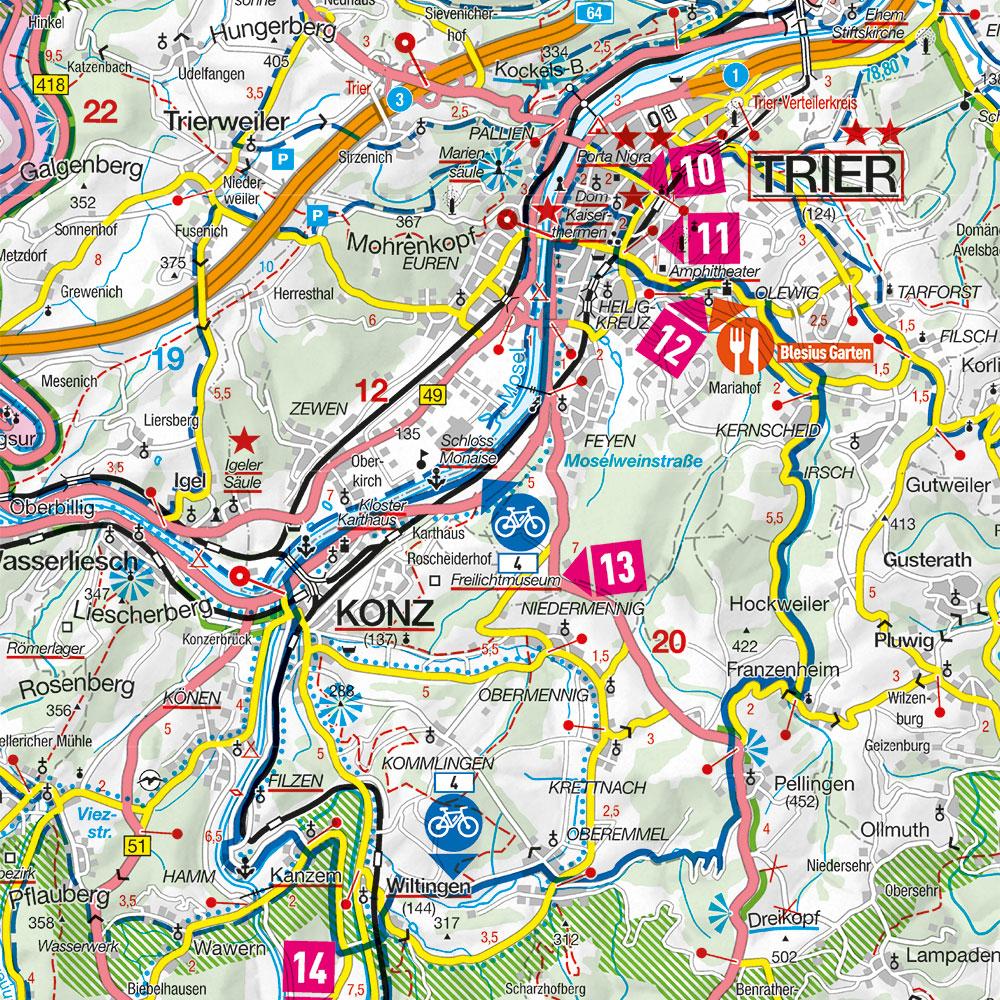 Beispielinhalt (Bild) MARCO POLO Freizeitkarte 30 Saarland, Obermosel, Trier 1:115.000