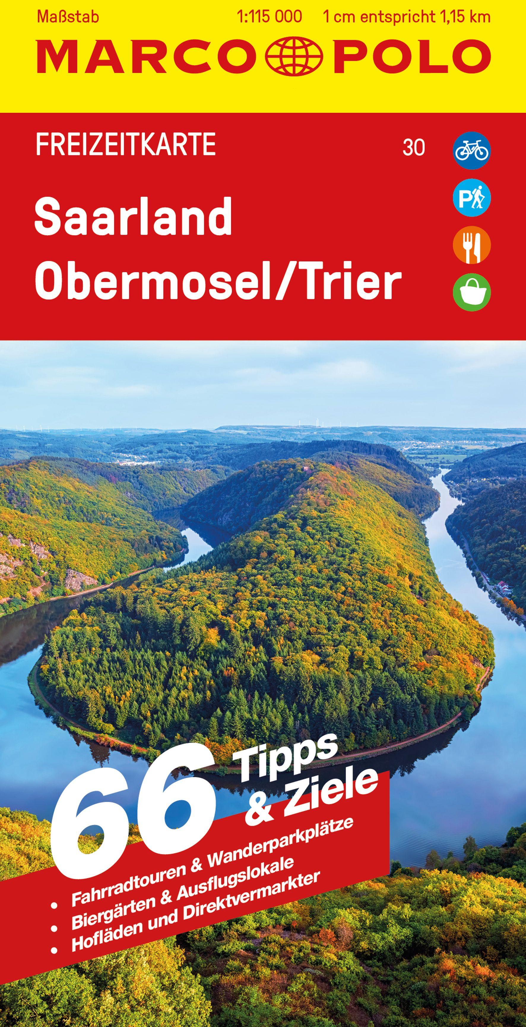 Vorderes Coverbild MARCO POLO Freizeitkarte 30 Saarland, Obermosel, Trier 1:115.000