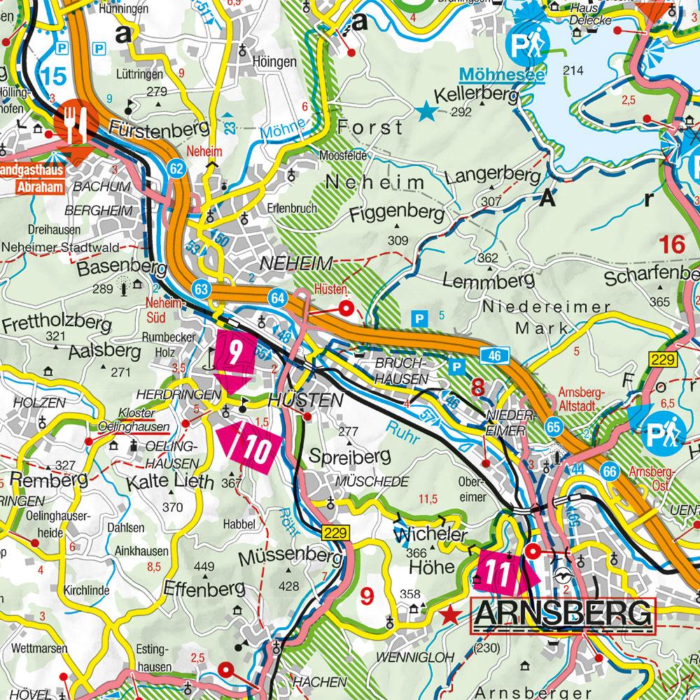Beispielinhalt (Bild) MARCO POLO Freizeitkarte 17 Sauerland, Siegerland 1:110.000