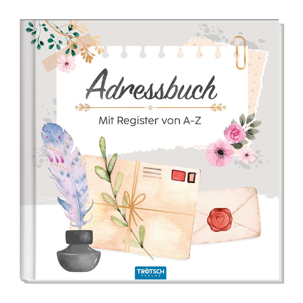 Vorderes Coverbild Trötsch Adressbuch Brief und Feder