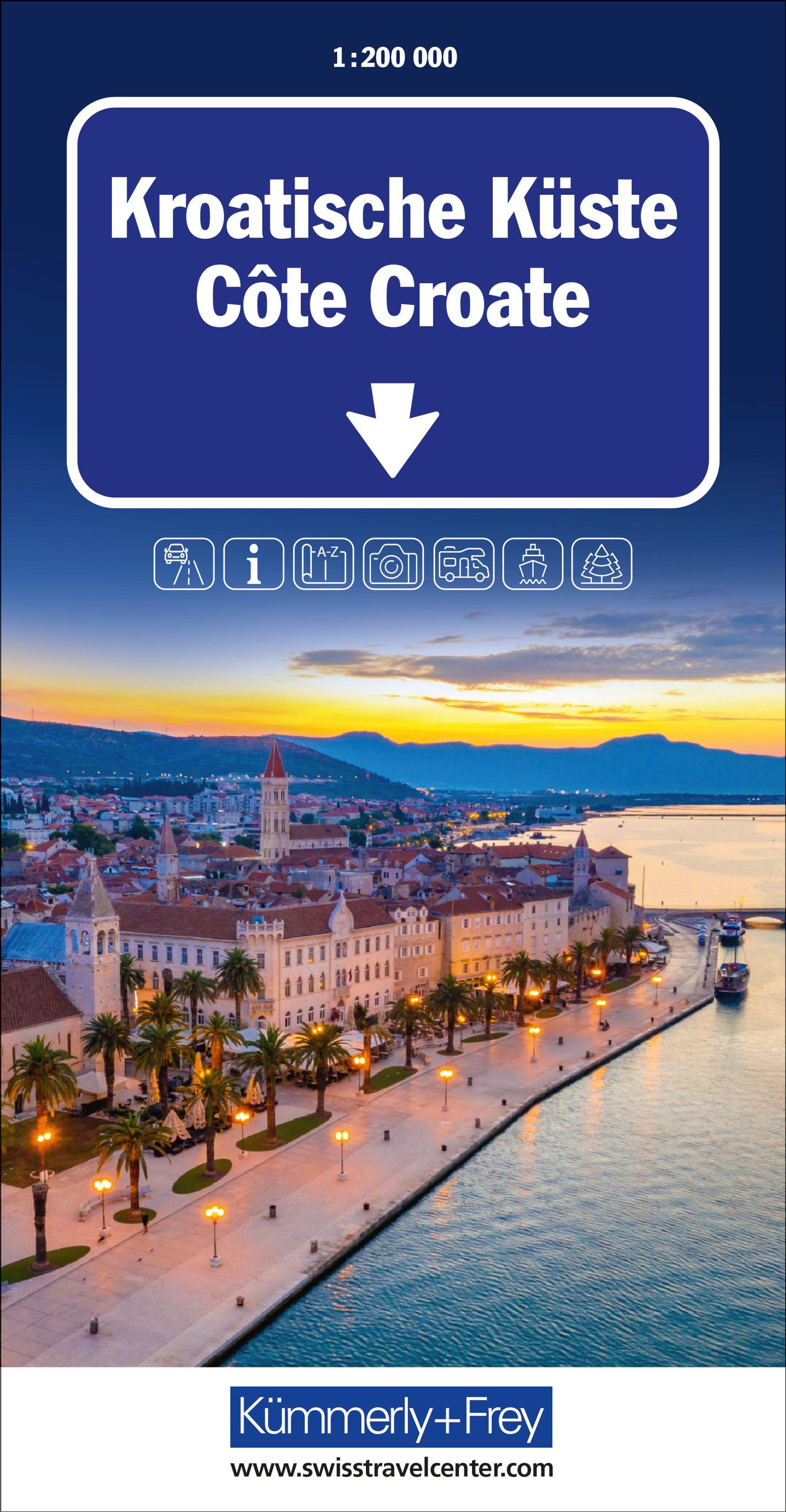 Vorderes Coverbild Kümmerly+Frey Strassenkarte Kroatische Küste 1:200.000