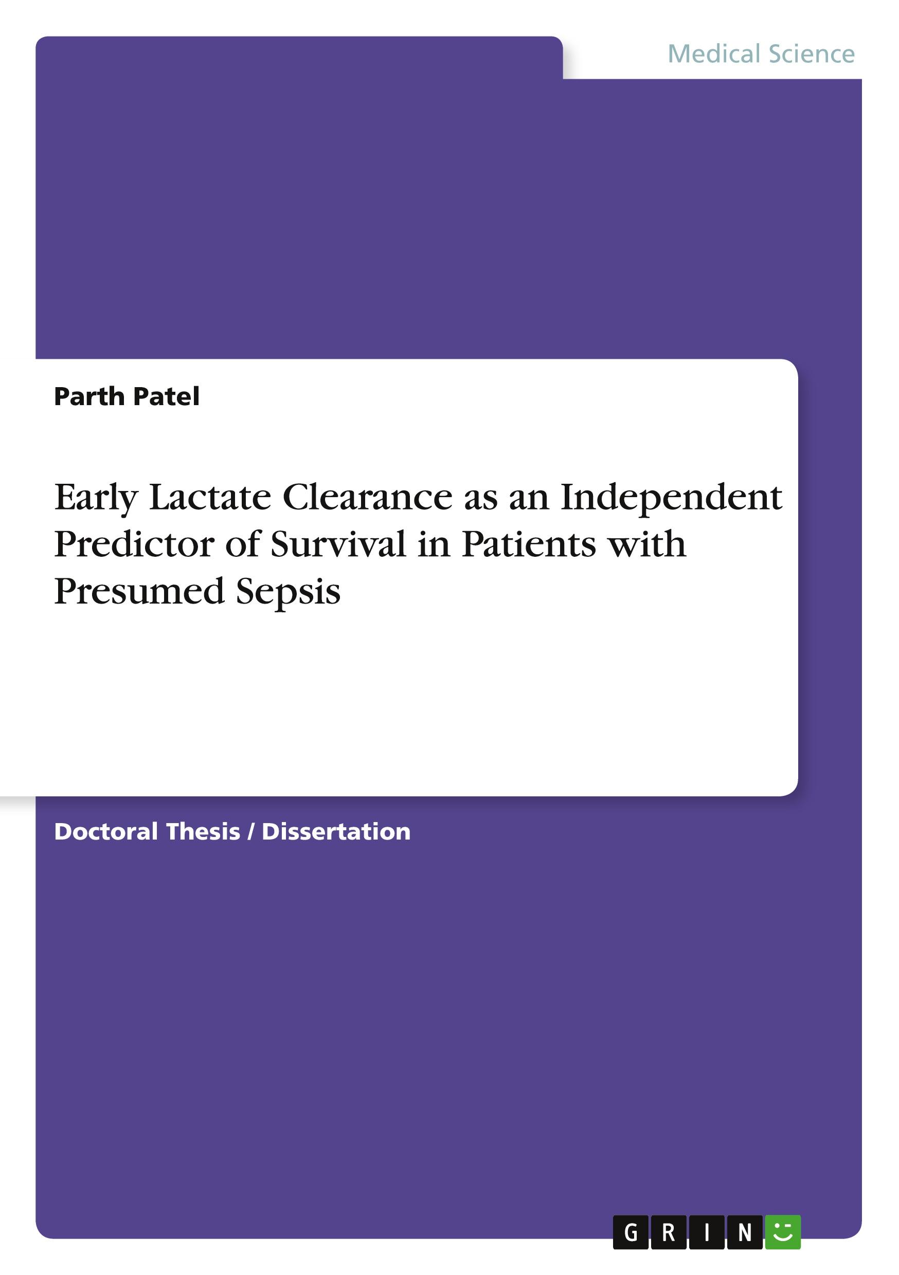 Vorderes Coverbild Early Lactate Clearance as an Independent Predictor of Survival in Patients with Presumed Sepsis