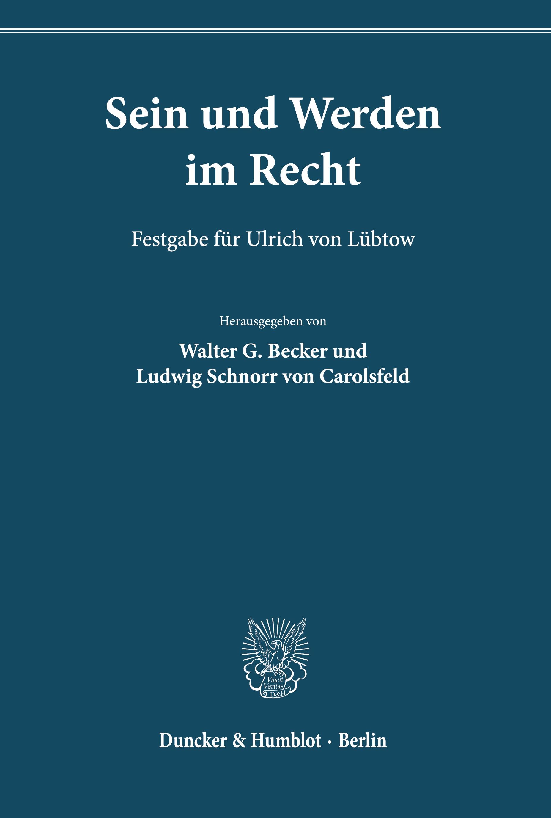 Vorderes Coverbild Sein und Werden im Recht.