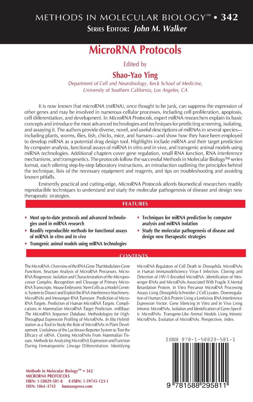 Rückseitencover MicroRNA Protocols