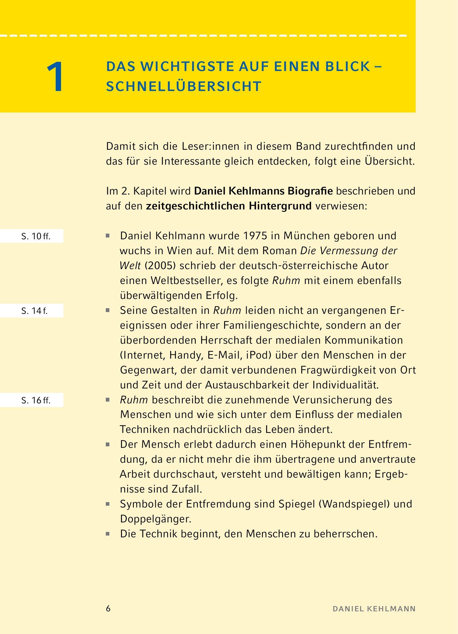 Beispielinhalt (Bild) Ruhm  - Textanalyse und Interpretation