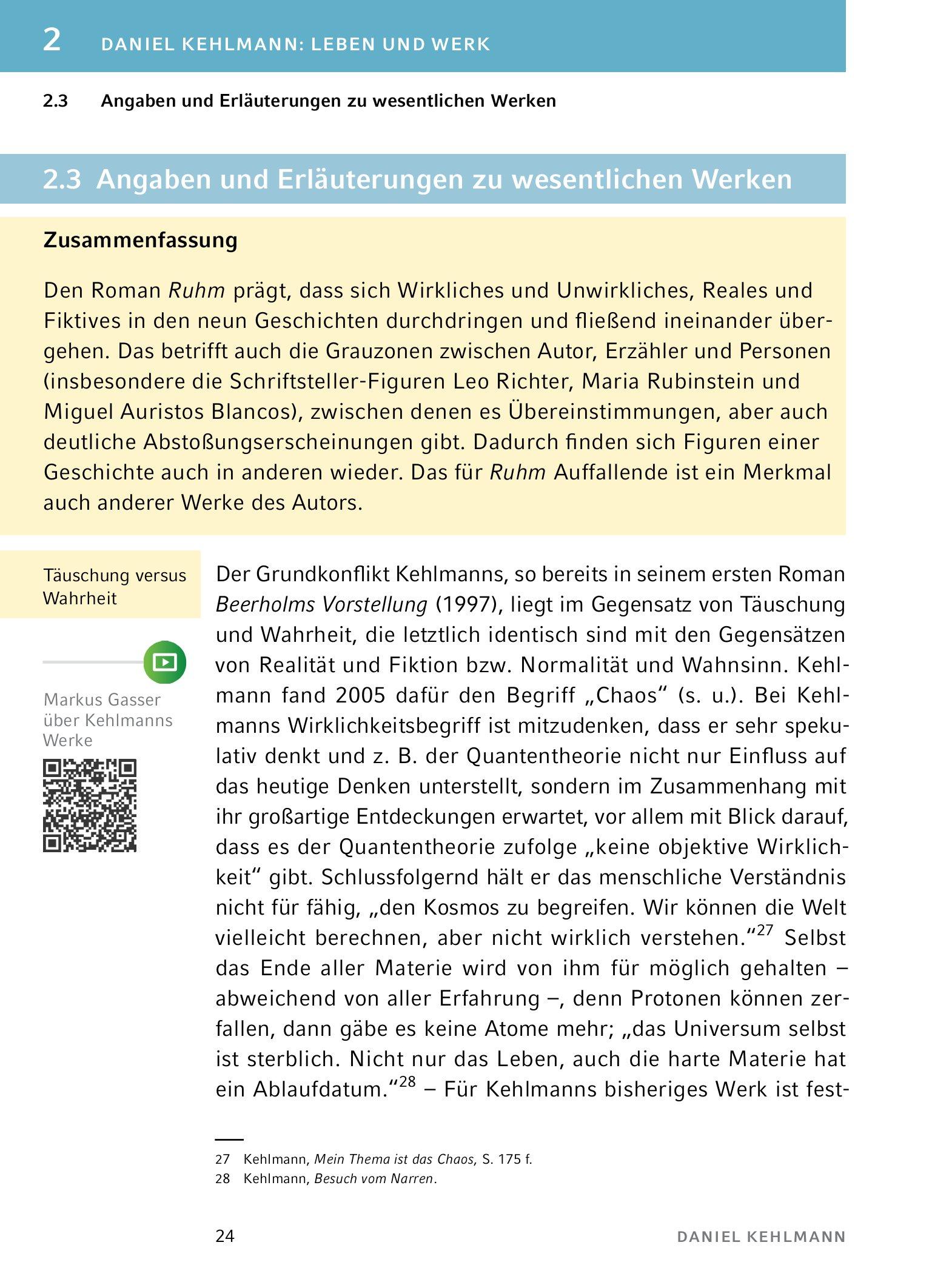 Beispielinhalt (Bild) Ruhm  - Textanalyse und Interpretation