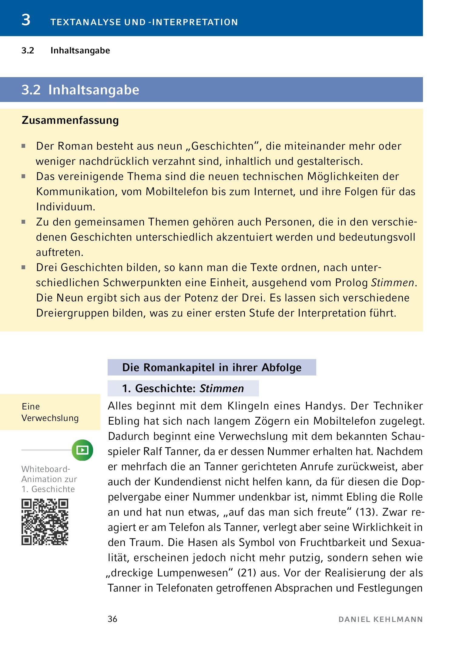 Beispielinhalt (Bild) Ruhm  - Textanalyse und Interpretation