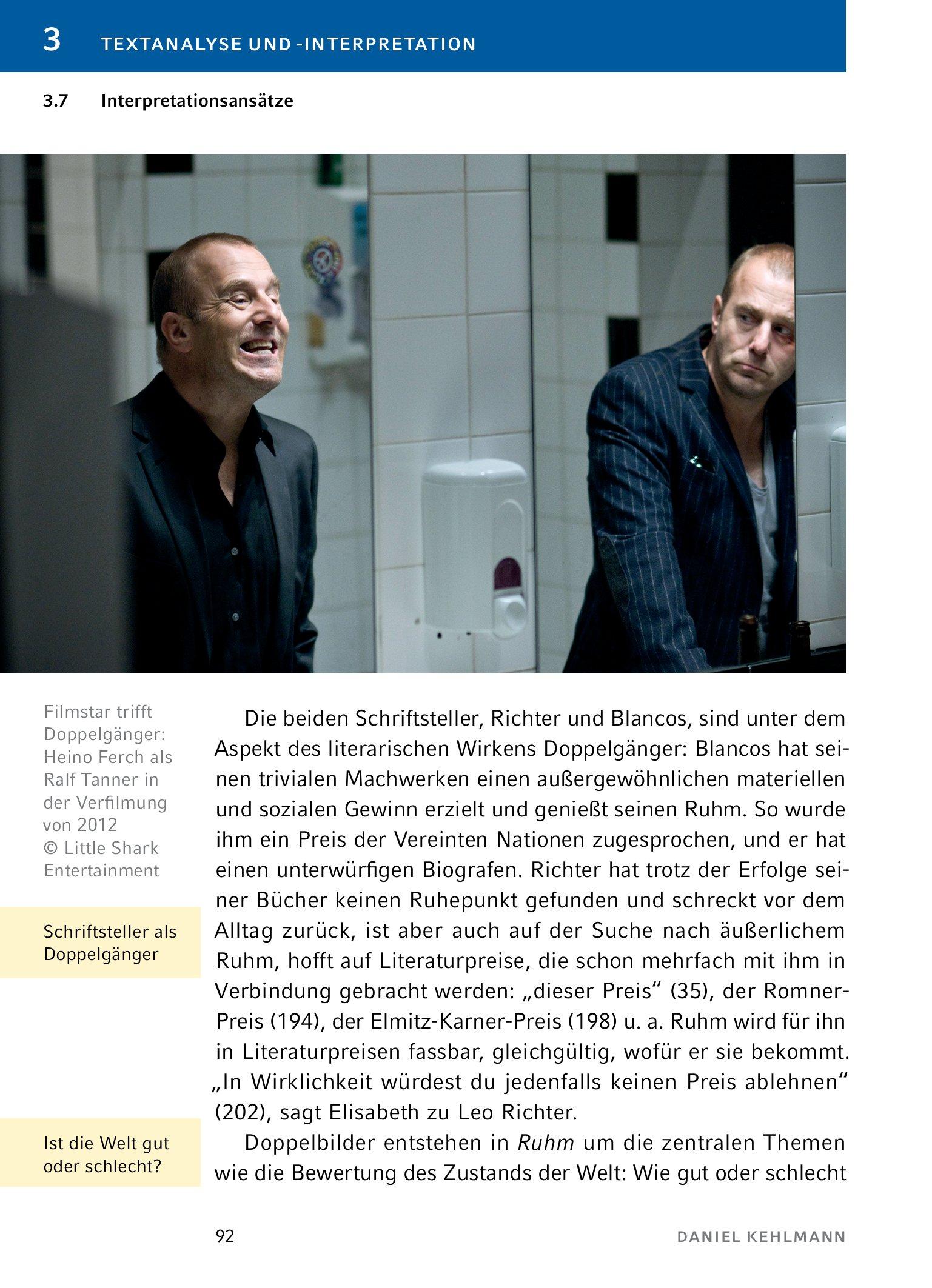 Beispielinhalt (Bild) Ruhm  - Textanalyse und Interpretation