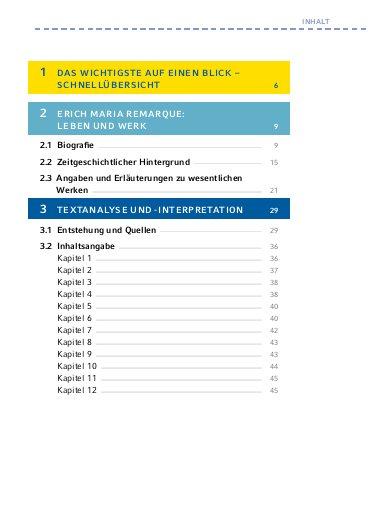 Beispielinhalt (Bild) Im Westen nichts Neues von Erich Maria Remarque - Textanalyse und Interpretation
