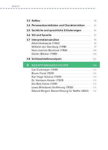 Beispielinhalt (Bild) Im Westen nichts Neues von Erich Maria Remarque - Textanalyse und Interpretation