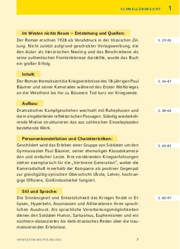Beispielinhalt (Bild) Im Westen nichts Neues von Erich Maria Remarque - Textanalyse und Interpretation