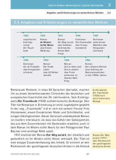 Beispielinhalt (Bild) Im Westen nichts Neues von Erich Maria Remarque - Textanalyse und Interpretation