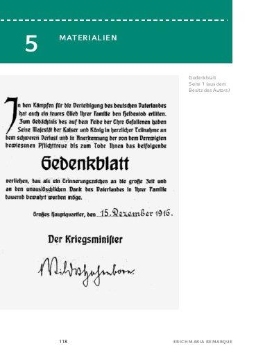 Beispielinhalt (Bild) Im Westen nichts Neues von Erich Maria Remarque - Textanalyse und Interpretation