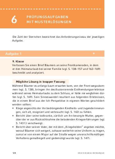 Beispielinhalt (Bild) Im Westen nichts Neues von Erich Maria Remarque - Textanalyse und Interpretation