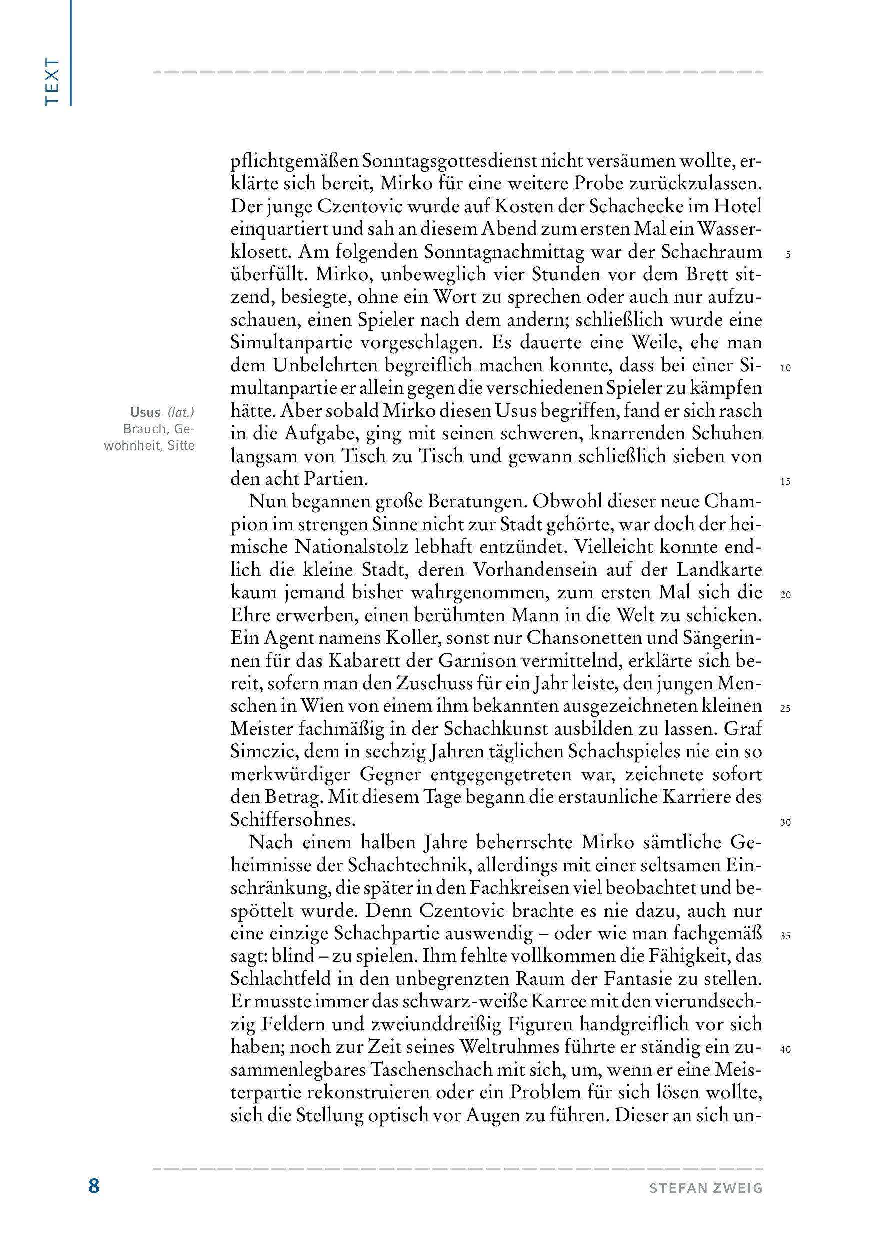 Beispielinhalt (Bild) Schachnovelle (Textausgabe)