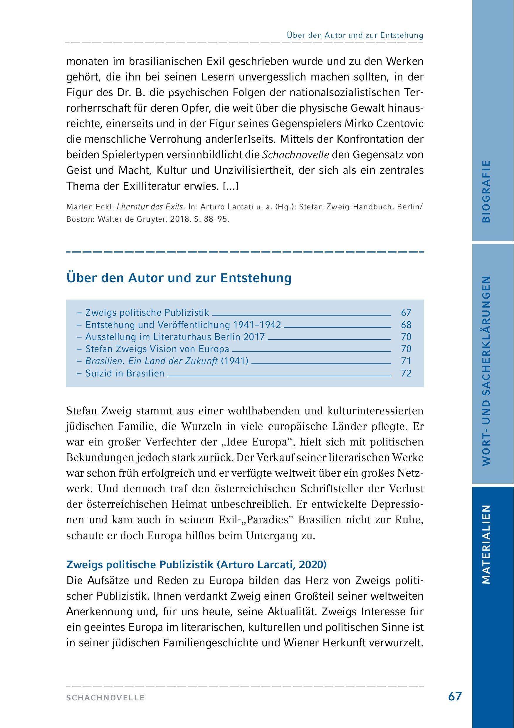 Beispielinhalt (Bild) Schachnovelle (Textausgabe)