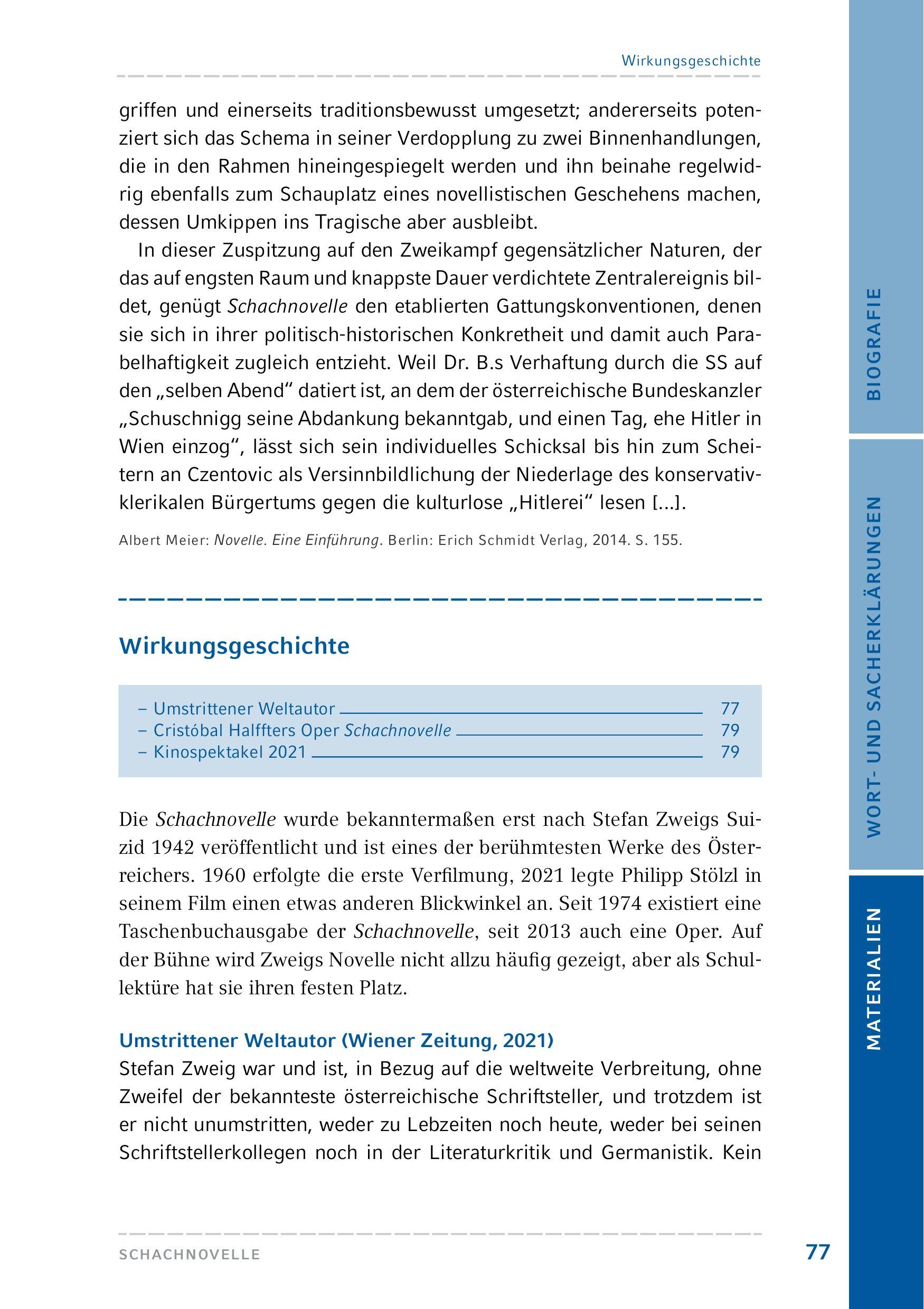 Beispielinhalt (Bild) Schachnovelle (Textausgabe)