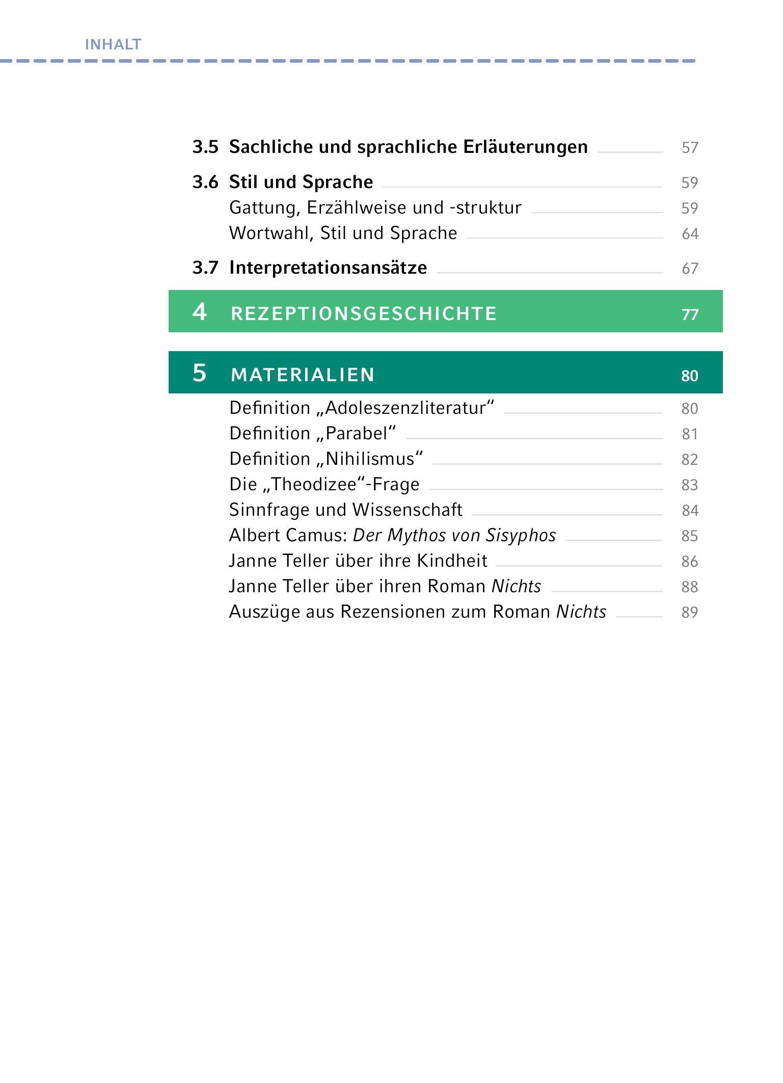 Beispielinhalt (Bild) Nichts - Textanalyse und Interpretation