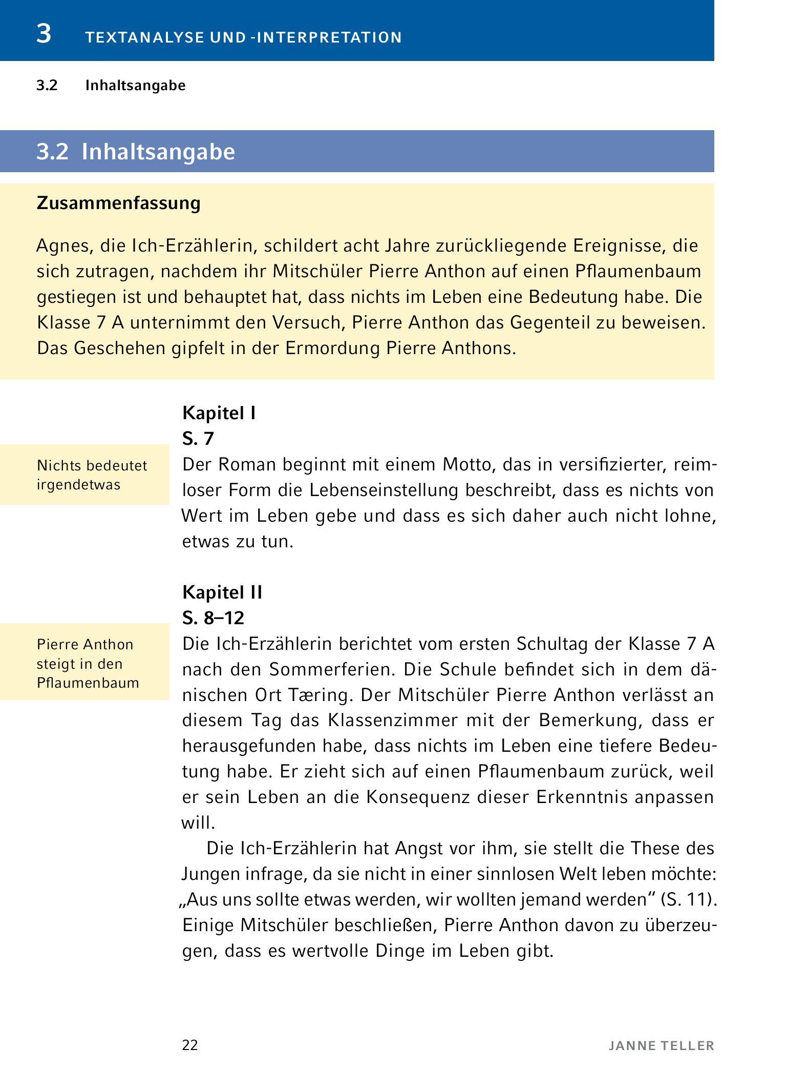 Beispielinhalt (Bild) Nichts - Textanalyse und Interpretation