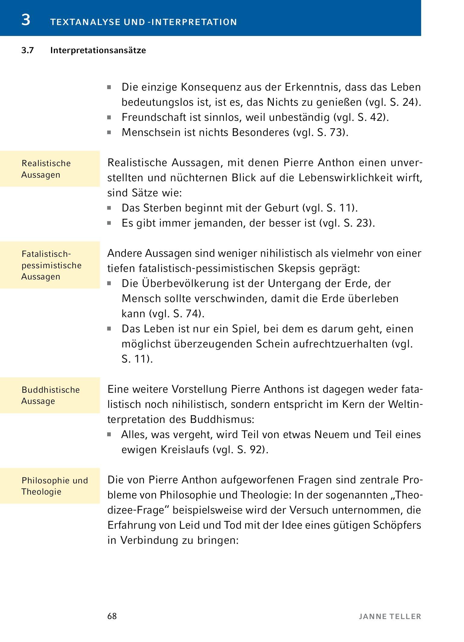 Beispielinhalt (Bild) Nichts - Textanalyse und Interpretation